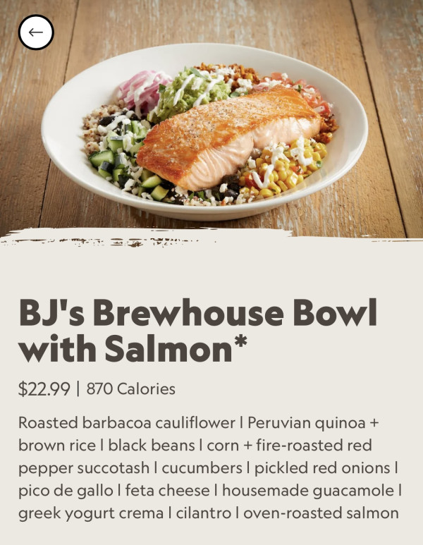 BJ's Brewhouse Bowl with Salmon-BJ's Restaurant & Brewhouse-Sunset Valley