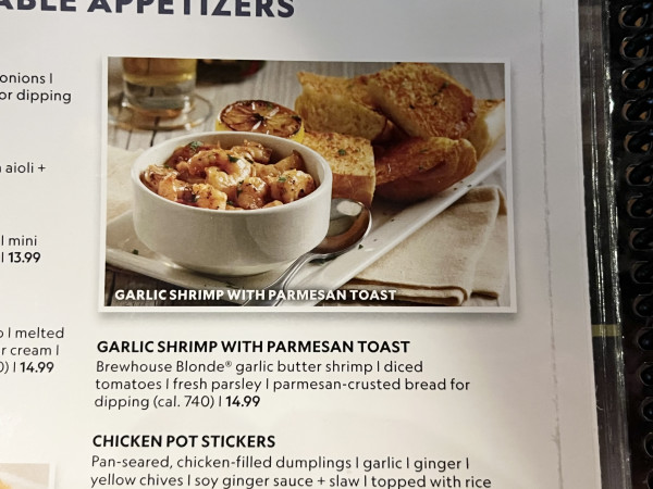 Garlic Shrimp With Parmesan Toast-BJ's Restaurant & Brewhouse-Sunset Valley