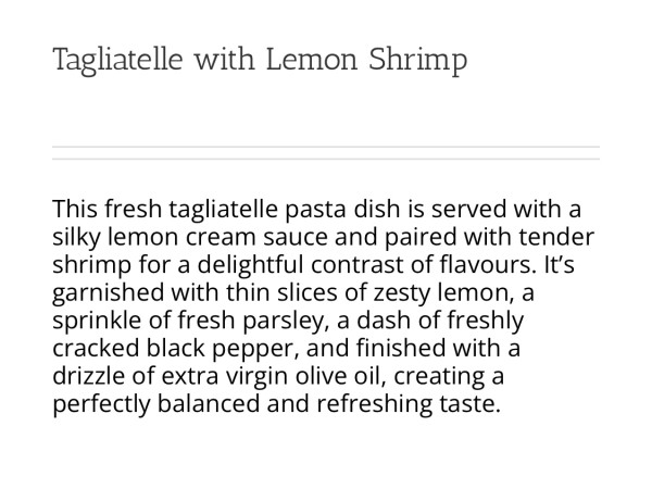 Tagliatelle with Lemon Shrimp-ARTIPASTA Italian Food-Austin