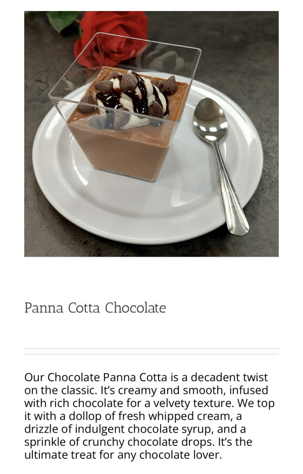 Panna Cotta Chocolate-ARTIPASTA Italian Food-Austin
