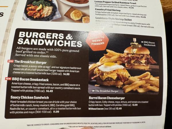 Bacon Barrel Burger-Cracker Barrel Old Country Store-Fort Payne