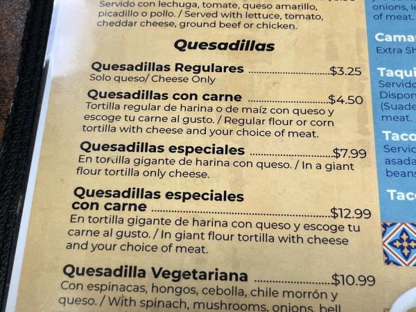 Quesadillas con carne-Taquerias Arandinas-Austin