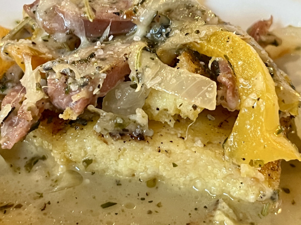 Sausage & Peppers Over Polenta-Mediterranea Restaurant & Bakery-Atlanta