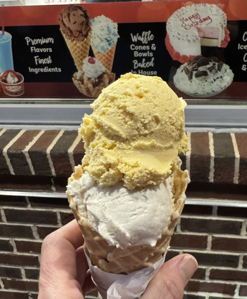 Mango and Horchata Ice Cream in Waffle Cone-Bruster's Real Ice Cream-Knoxville